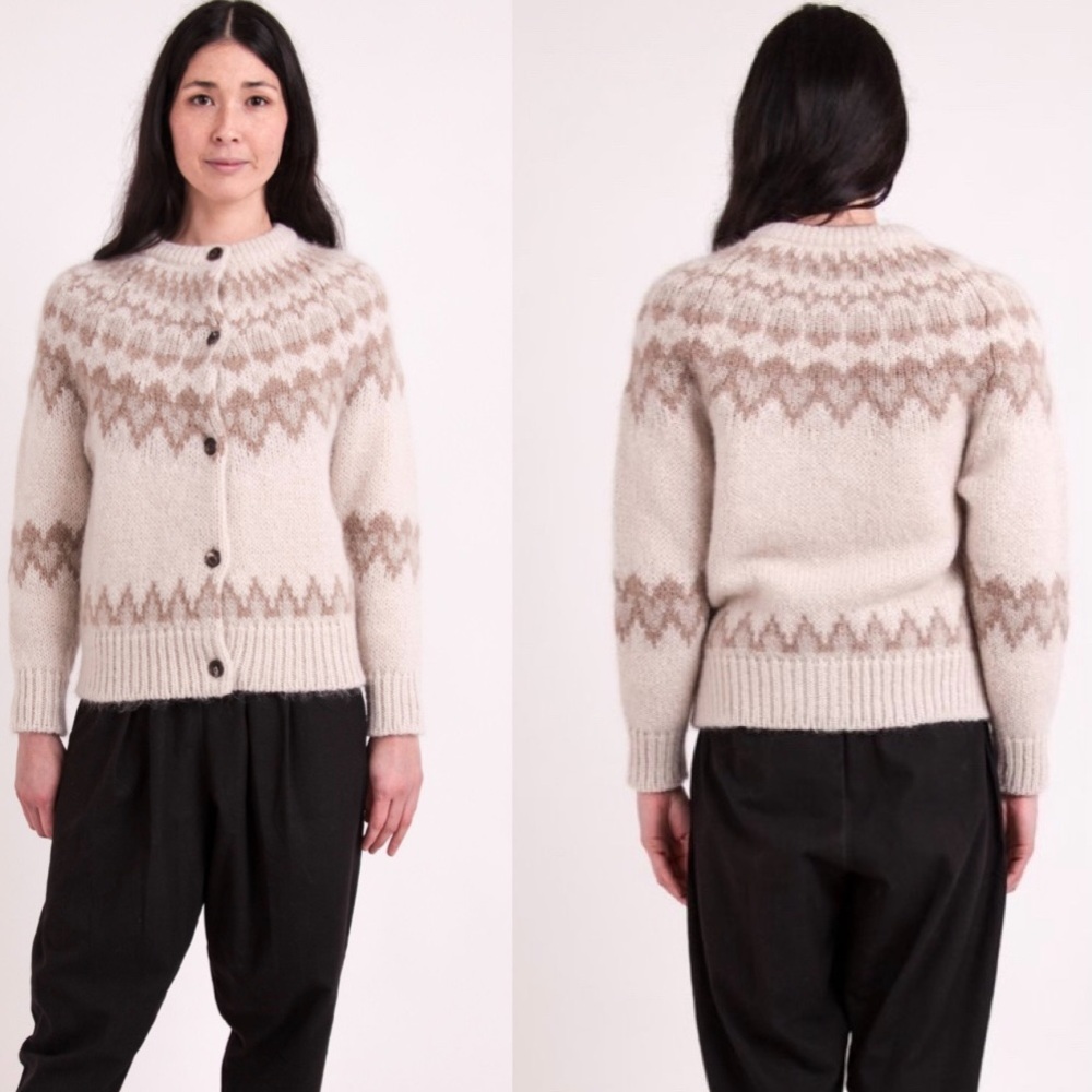NWT Batoner Mohair Nordic Fair Isle Cardigan Sweater Button Front Size S/M - Picture 2 of 9